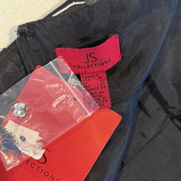 JS Collections Black Floral Satin Dress - Size 8 - NWT - Picture 9 of 10